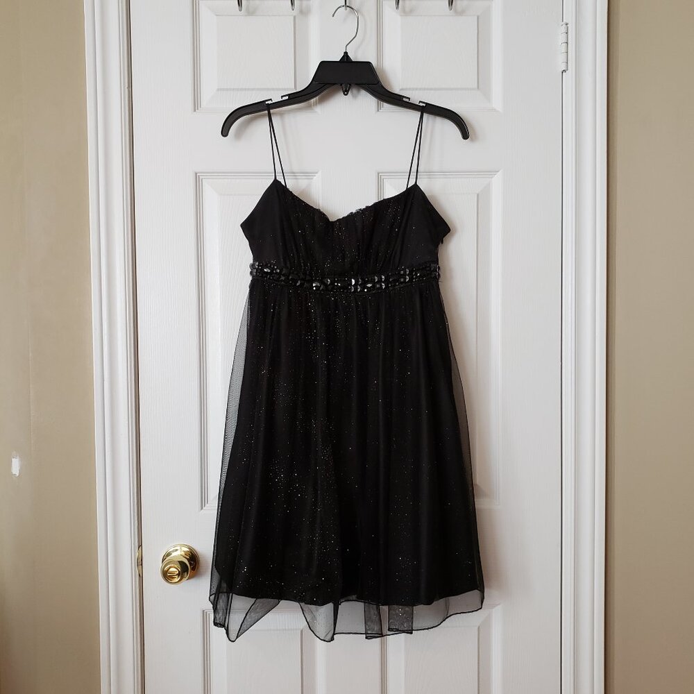 Maria Bonita Woman's Formal Party Dress ~ Black and Sparkly Gold ~ Sz. Medium ~